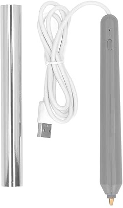 Hot Foil Pen, Premium USB Heated Embossing Tool with 4 Interchangeable Tips for Crafting, Scrapbooking, Card Making - Silver ABS