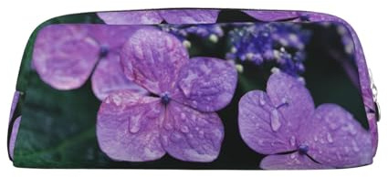 NBHDZENGW Hydrangea Flower Cute Leather Pencil Case with Smooth Zipper,Stylish Durable Pouch for School,Office,Travel-Lightweight Full Print Stationery Holder