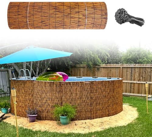 Recinzione En Bamboo Larghezza: 50-180 Cm, Privacy Canne Stuoia Per Copertura Gazebo, Oscurante Bambù Recinzione, Stuoia In Cannette Per Copertura Recinzione Giardino Ringhiera Balcone(140*1200cm)