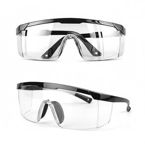 Safety Glasses,2 Pcs Wraparound Safety Goggles,Scratch Resistant Antifog Impact Resistant Protective Glasses Safe Fit Adjustable Workplace Goggles for Construction Laboratory Outdoor Activities