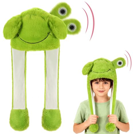 Hifot Animales Gorro Orejas Que Se Mueven, Peluche Gorro con Orejas Que Se Mueven, Sombreros Divertidos Móviles para Niñas Niños y Adultos para Halloween Navidad Carnaval Cumpleaños Fiestas Regalo