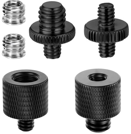Xthrotsenk Tripod Screw Adapter 6 Pcs Aluminum Threaded Converter 1/4 Male to 3/8 Female and 3/8 Male to 1/4 Female for Tripod Camera Monitor Mic Stand Light Stand (Black)
