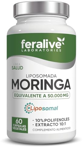 Feralive Laboratories Moringa Liposomada 60 Cápsulas – Extracto 50:1 + Polifenoles – Suplemento Nutricional Integral para Vitalidad, Energía y Bienestar General