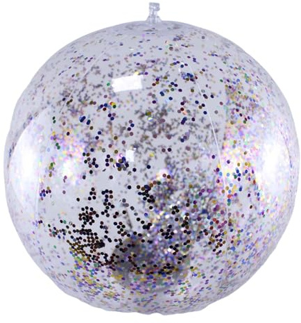 Palloni da Spiaggia Glitter - 40cm Pallone Gonfiabile | Giocattolo Acqua All’aperto - Pallone Trasparente con Paillettes, Piscina, Divertimento Estate, Giocattolo Bambini, Accessorio Foto con Pompa