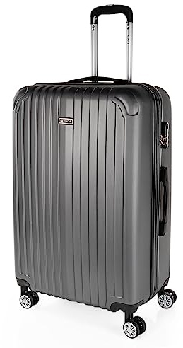ITACA - Valise Grande Taille 23Kg Rigide Spacieuse XL pour Soute Avion Ultra Résistante Valise Extensible avec Cadenas à Combinaison Idéale pour Voyages Longs Et Moyens Séjours., Anthracite