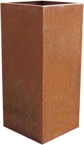 VIVANNO Bac à Fleurs Bac à Plantes Colonne à Plantes Acier Corten Métal Angulaire Bloc, Brun Rouille (40x40x100 cm)