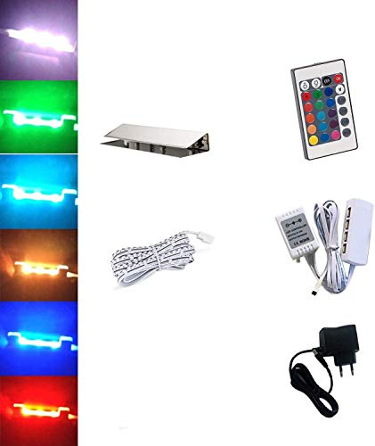 ACCE LED RGB iluminación de borde de vidrio iluminación de piso de vidrio clips de iluminación de escaparate, acero inoxidable (juego de 1)