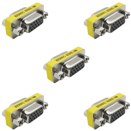 iYueMps 5 adattatori VGA di genere, HD15 VGA SVGA 15 pin femmina a femmina mini accoppiatore adattatore