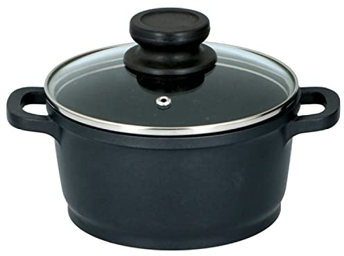 alpina Marmite - Ø16 cm - 1,3 l - Poêle - Cocotte - Tous Feux - avec Couvercle - Passe au Lave-Vaisselle - Noir