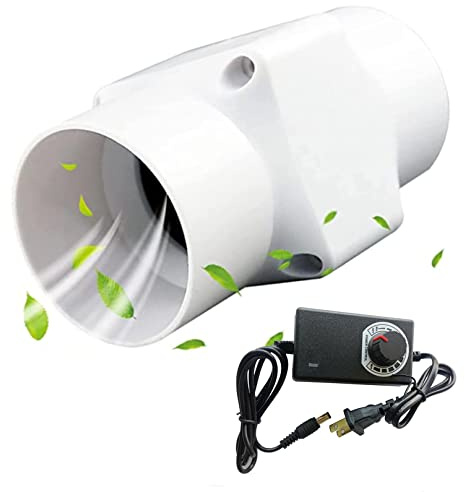 BiiKoon 2 Inch Inline Duct Fan Exhaust Ventilation Fan Mixing Flow Pipe Vent Booster Mini Exhaust Intake Fans for Grow Tent, Pet Box, Greenhouse Basement Hvac (Color : Adjustable Speed)