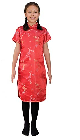 Cinda Girls Blossom Oriental Chinese Dress Qipao Cheongsam Red 7-8 Years