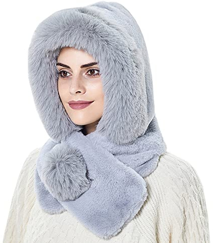 YEKEYI Bufanda de Invierno para Mujer Gorro Calentador de Cabeza para Snowboard Gorro de Esquí de Punto Pasamontañas Gorro de Punto Tipo Calavera Gorro Beanie, gris, 58