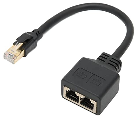VBESTLIFE Divisor Ethernet RJ45, 1 Puerto Macho a 2 Puertos Hembra Adaptador Divisor Ethernet LAN Aplicable a Todas Las Redes, Adecuado Super Cat5, Cat5e, Cat6, Cat7