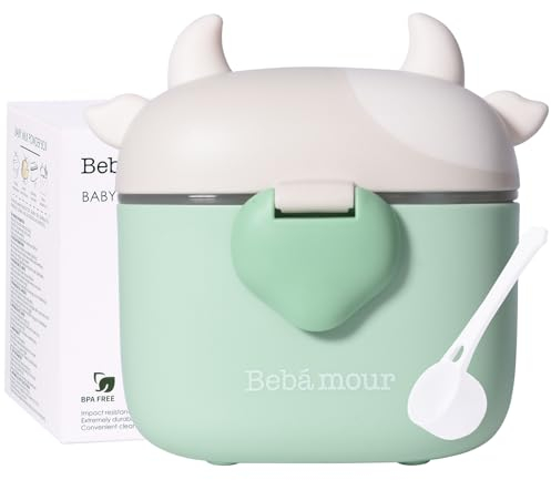 Bebamour Baby Milk Powder Dispenser Pot Formula Dispenser for Baby Snack Dispenser,230G Milk Powder,450ML, Light Green