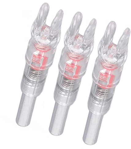 oceanside 3 Pièces Encoches Lumineuses pour Flèches, Diamètre Interne 6,2 mm Flèches Encoches Éclairées, Encoches de Flèches d'arc à Éclairage Automatique pour Accessoires(1.8 in-Rouge)