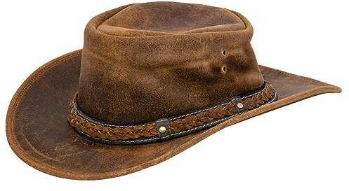 Infinity Leather Cowboy Aussie Echtes Leder Hut Australisch Bräunen Western Outback Busch Hut