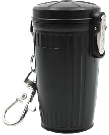 CENPEK Portable Ashtray Creative Pocket Ashtray Deodorant Cigarette Portable Ashtray With Lid And Keychain Suitable For Outdoor Travel And Camping (Black)