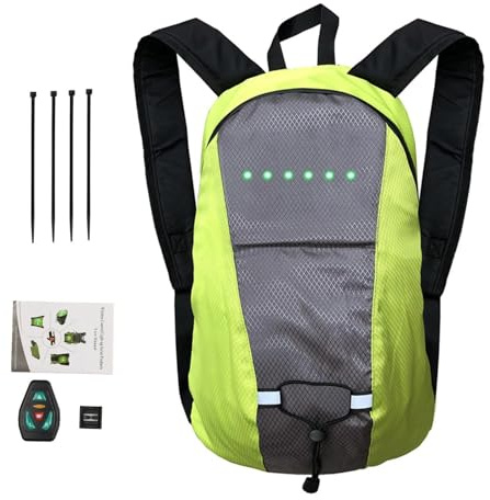 Mochila Para Bicicleta, Mochila Con Función Intermitente 15L, Mochila Reflectante Para Bicicleta, Bolsa De Advertencia Iluminada Para Correr De Noche, 4 Señales Luminosas Con Indicador De Dirección