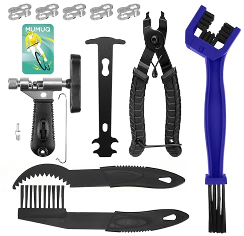 Kettennieter Fahrrad, Fahrradkette Werkzeug Set mit Ketten Reinigungsbürste, 5 Paar Fahrradketten Nieten, Kettenschloss Zange, Kettenzange Fahrradkette, Kettenverschlussglieder 6-12 Fach (5 stk)