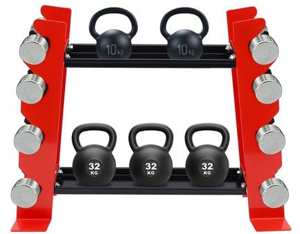 Hantelställ, lastkapacitet 136 kg, hantelstativ i kolstål, 2,5 mm, hantelstöd
