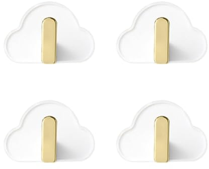 4Pcs Cloud Shaped Wall Hangers Clothes Hangers for Children Towel Hangers Cloud Shaped Self Adhesive Clothes Hooks White Sticky Hooks Cloud Adhesive Hooks