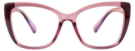 SKYWAY Occhiali da Lettura per Donna, Occhiali da Computer Oversize alla Moda con Blocco Luce Blu, Montatura Quadrata a Occhio di Gatto con Cerniera a Molla (Rosa,2.5)