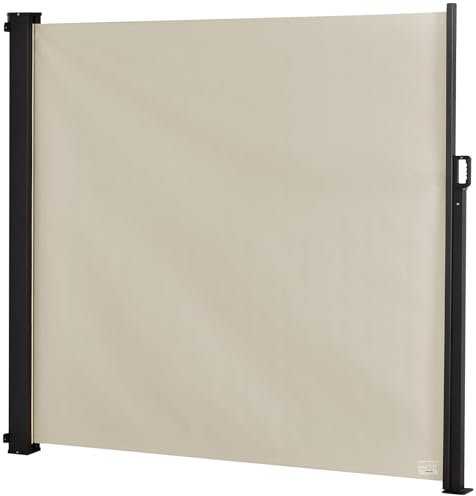 Outsunny Store latéral Brise-Vue rétractable 350 x 180 cm, paravent extérieur en Aluminium, Protection Solaire, Brise-Vue Extensible pour Balcon, Jardin, terrasse, Beige