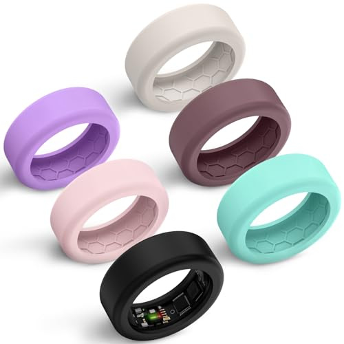Hexasider 6-pack smart ringskydd passar 7 mm och 8 mm ring smart, repfritt silikonfodral för träning gym smarta ringar skydd för kvinnor män, M for 11/12/13/14/15, Silikon, Ingen ädelsten
