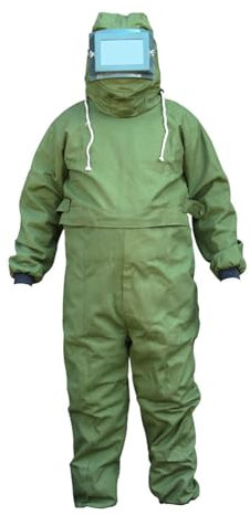 LOVIVER Sandstrahlanzug Sandstrahlkleidung Staubdichter Arbeitsschutz Bodysuit Arbeitsoverall Schutzkleidung Zum Polieren von Männern, Grün, Universal-