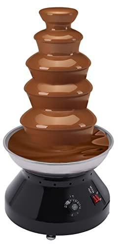 HUSPOO Fontana di cioccolato a 5 ripiani, in acciaio inox, 3000 ml, elettrica con regolazione della temperatura, commerciale per matrimoni, feste (nero)