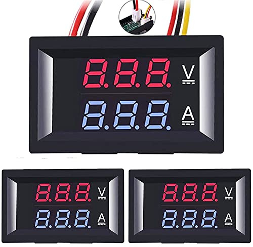 Greluma 3 Piezas Voltímetro amperímetro digital de 0,28, DC 100 V, 10 A, medidor de voltaje y corriente, panel de visualización LED de 3 bits