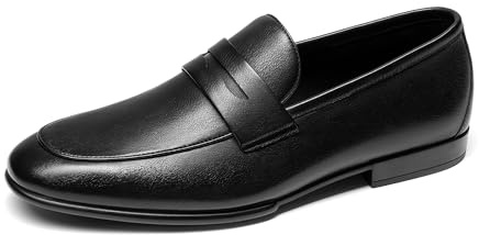 Bruno Marc Mocasines clásicos de cuero para hombre, cómodos, ligeros, sin cordones
