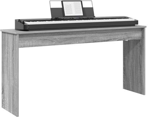 vidaXL Supporto per Tastiera Grigio Sonoma 130 x 32 x 64 cm, Supporto per tastiera moderno rettangolare, arredamento musicale durevole per posizionamento di strumenti e aiuto alla pratica in salotto