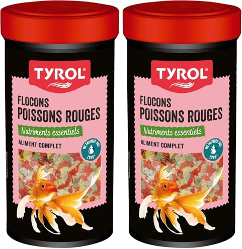 Tyrol | Flocons pour Poissons Rouges | Nourriture Poisson Rouge | Aliment Complet à Base de Nutriments Essentiels | Céréales et Extraits de Protéines Végétales | 50 g | 250 ML (Lot de 2)