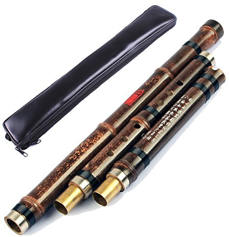 OrientalMusicSanctuary Professional Double Jointed (3 Section) Purple Bamboo Dong Xiao - Chinese Shakuhachi Xiao Flute (Right Handed, Key of G)
