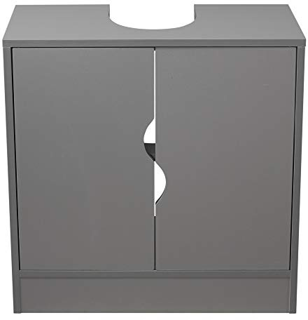 URBNLIVING Flaminio Partial Pedestal Bathroom Sink Cabinet Under Cupboard Storage Furniture (Gray)