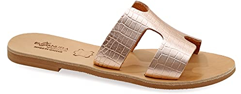 40 Rosegold Emmanuela Antike griechische Stil Rosegold Ledersandale, offene Zehensandalen für Sie, Boho Chic Sandalen für Frauen