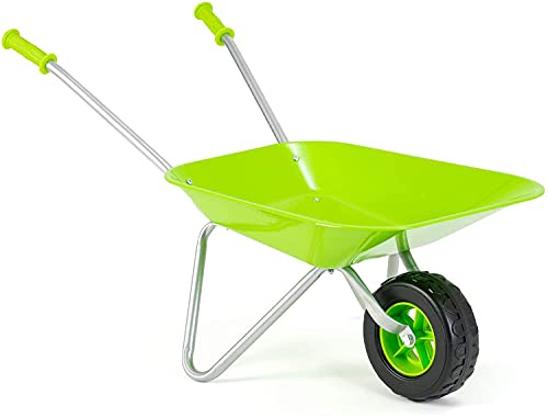 Unibos | Wheelbarrow Set Children, Metal Construction Wheel Barrel Easy to Assemble Kids Gardening Tools, Garden Gfits for Children | Green