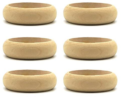 Holz-Armreif, 6 Stück, 6,8 cm, unlackiert, natürlich, rund, Holzring für Kunst- und Bastelprojekte, DIY-Schmuckherstellung, unlackierte Holz-Armreifen