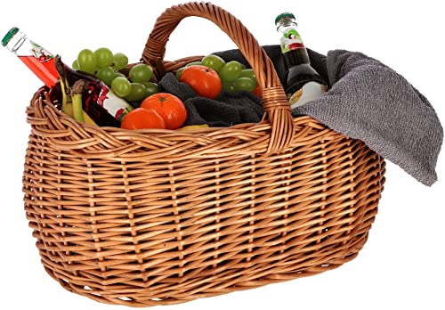 KOTARBAU® Henkelkorb Weidengeflecht für Einkauf in Naturfarbe Geräumig und Komfortabel