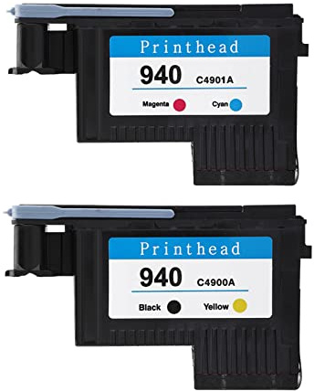 Topiky Cabezal de Impresión para HP, 940 Cabezal de Impresión de Repuesto para HP Officejet Pro 8000 8500 8500a para HP 940 C4900a C4901a Series, Piezas de Impresora(Negro y Amarillo + Rojo y Azul)