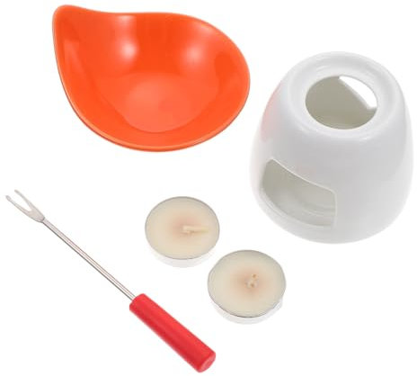 LIFKOME 1 Juego Fondue de Chocolate Olla de cerámica para Fondue Helado de Chocolate Platos de frotamiento Aparato de Cocina Calentador de Chocolate Olla Caliente Base Acero Inoxidable