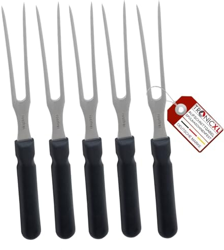 TronicXL 5 tenedores premium para carne, tenedor para asar, tenedor de trinchar, tenedor de mesa, tenedor para tallar, tenedor para servir