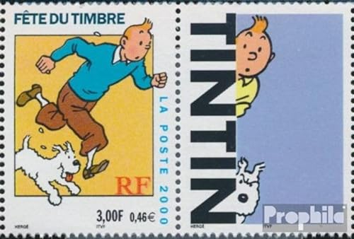 Prophila Collection Frankreich 3445C Zf mit Zierfeld postfrisch ** MNH 2000 Comicfigur Tintin (Briefmarken für Sammler) Comics
