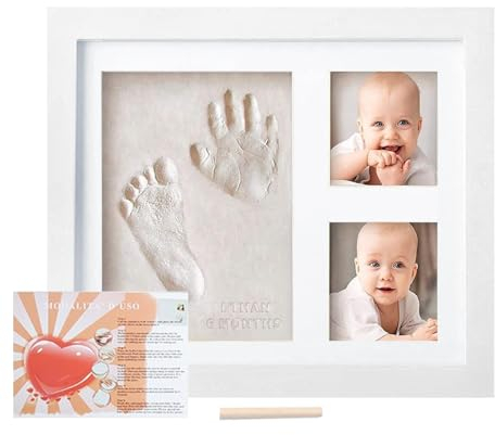 Baby Handabdruck und Fußabdruck Set - Bilderrahmen für Neugeborene - Gipsabdruck für Hand und Fuß als Dekoration des Kinderzimmers