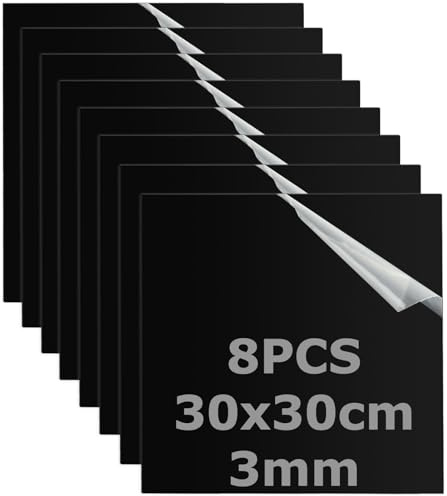 SHUESS Förpackning med 8 30 x 30 cm akrylskivor svart akrylglas 3 mm akrylplattor svarta plastpaneler akrylglasplattor för skyltar, gör-det-själv, skärm, hantverk, målning, bordsstativ