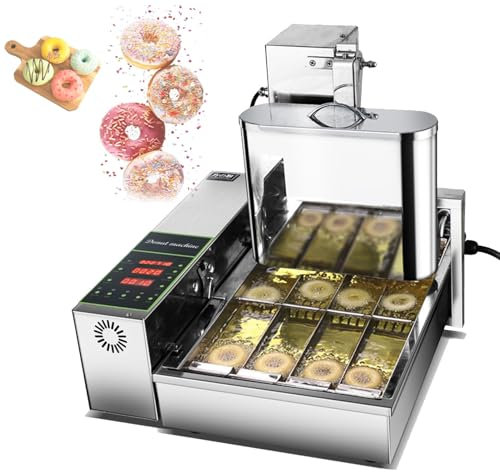 Hydravex Macchina Automatica per la Produzione di Ciambelle Commerciale, Macchina per Ciambelle Automatica a 4 File, Macchina per Ciambelle con tramoggia da 5,5 l, friggitrice per Ciambelle, Macchina