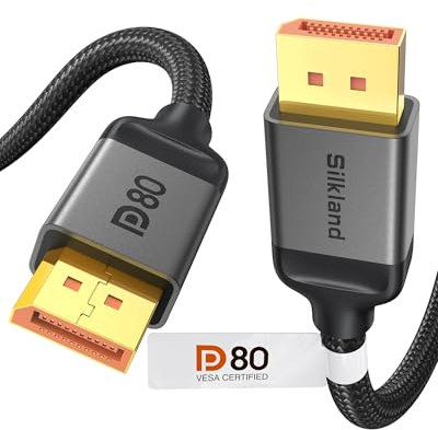 Silkland Cavo DisplayPort 2.1 80Gbps 1M [Certificato VESA] DP80, [8K@240Hz, 4K@540Hz 360Hz 240Hz, 16K@60Hz] Cavo DP, Compatibile con FreeSync, UBHR20, HDR, DSC, Monitor Gaming, 5090, 7900XTX