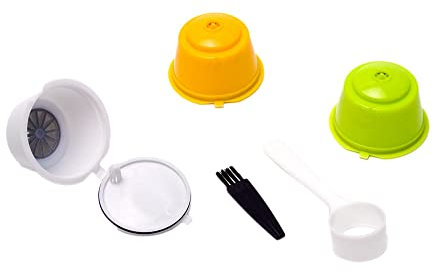 Agwuoetr 3 Pcs Coffee Capsules Refillable Coffee Capsules Pods Reusable Universal Coffee Filter with Spoon Brush for A