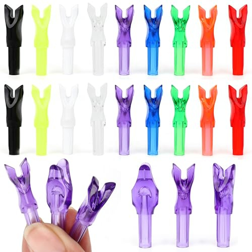 limaity 50 Pcs Rapid Fire Arrow Nock-Tail Fast Nocking ID 6.20mm/.244inch Insert Tails for Archery Hunting Target Shooting (Type-2, White)